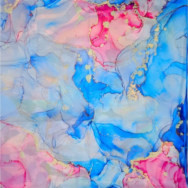 Eșarfă Blossom Azure 8108-4 – Ediție Artistică Reversibilă (2 Fețe), 50% Mătase & 50% Vîscoză, 180x68 cm Cutie Cadou Inclusă