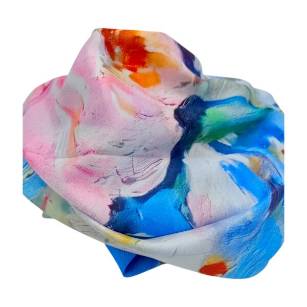 Eșarfă Blossom Azure 8108-4 – Ediție Artistică Reversibilă (2 Fețe), 50% Mătase & 50% Vîscoză, 180x68 cm Cutie Cadou Inclusă
