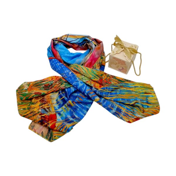 Eșarfă Blue Bridge Impression 8108-3 – Ediție Artistică Reversibilă (2 Fețe), 50% Mătase & 50% Vîscoză, 180x68 cm Cutie Cadou Inclusă