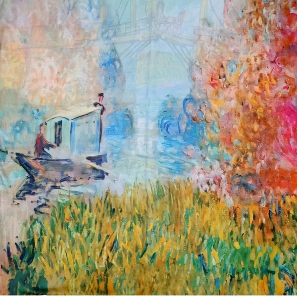 Eșarfă Blue Bridge Impression 8108-3 – Ediție Artistică Reversibilă (2 Fețe), 50% Mătase & 50% Vîscoză, 180x68 cm Cutie Cadou Inclusă