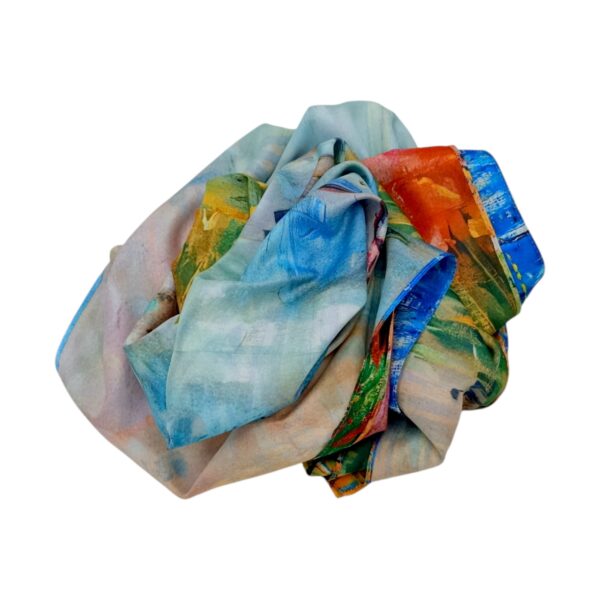 Eșarfă Blue Bridge Impression 8108-3 – Ediție Artistică Reversibilă (2 Fețe), 50% Mătase & 50% Vîscoză, 180x68 cm Cutie Cadou Inclusă