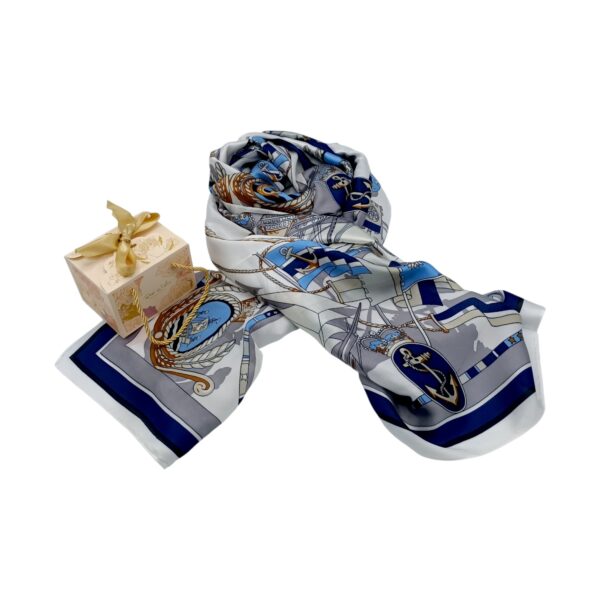 Eșarfă Feeling Silk – Alexa G&D-211 (85×180 cm) | Azure Nautique, Cutie Cadou