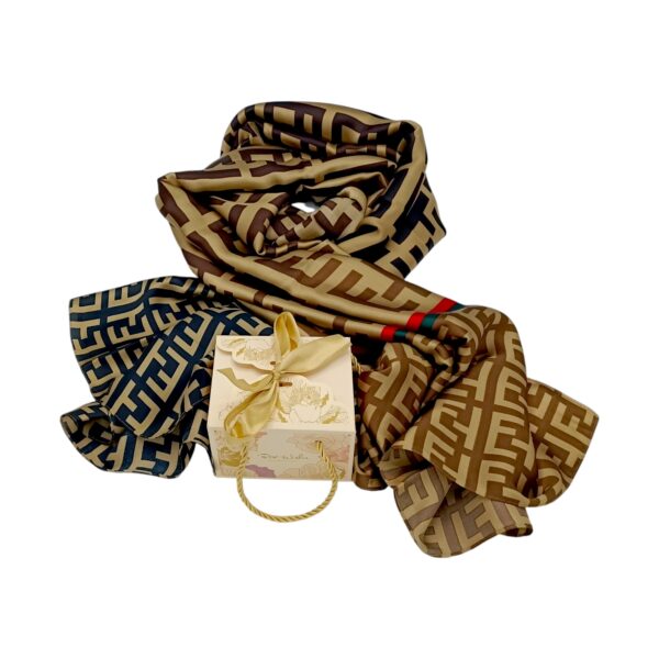 Eșarfă Feeling Silk – Alexa G&D-213 (85×180 cm) | Signature Luxe Beige, Cutie Cadou