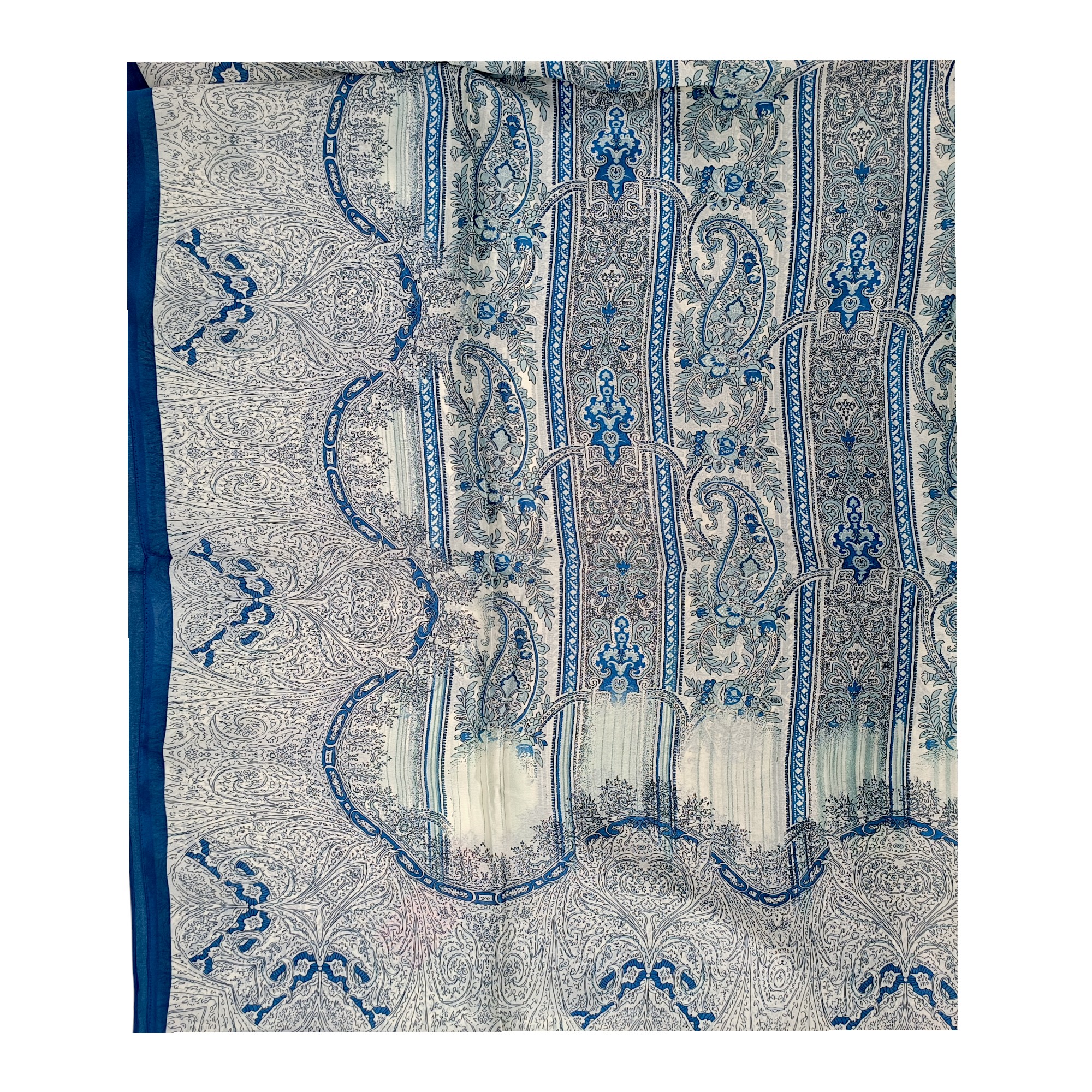 Eșarfă Feeling Silk – Alexa G&D-215 (85×180 cm) | Blue Baroque Symphony, Cutie Cadou