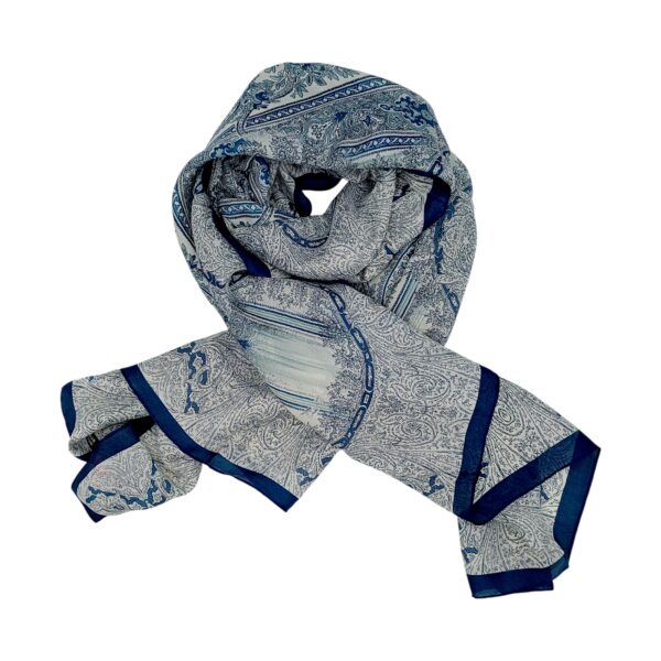 Eșarfă Feeling Silk – Alexa G&D-215 (85×180 cm) | Blue Baroque Symphony, Cutie Cadou