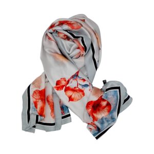 Eșarfă Feeling Silk – Alexa G&D-216 (85×180 cm) | Scarlet Petal Dream, Cutie Cadou