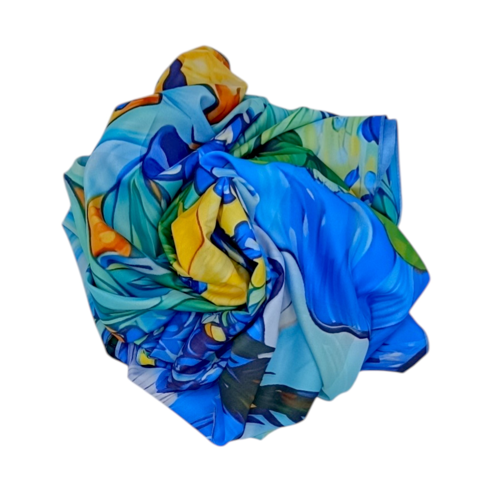 Eșarfă Gallery 8108-2 – Artă modernă în tonuri vibrante de albastru și verde (3) Eșarfă Gallery 8108-2 – Ediție Artistică Reversibilă (2 Fețe), 50% Mătase & 50% Vîscoză, 180x68 cm | Cutie Cadou Inclusă