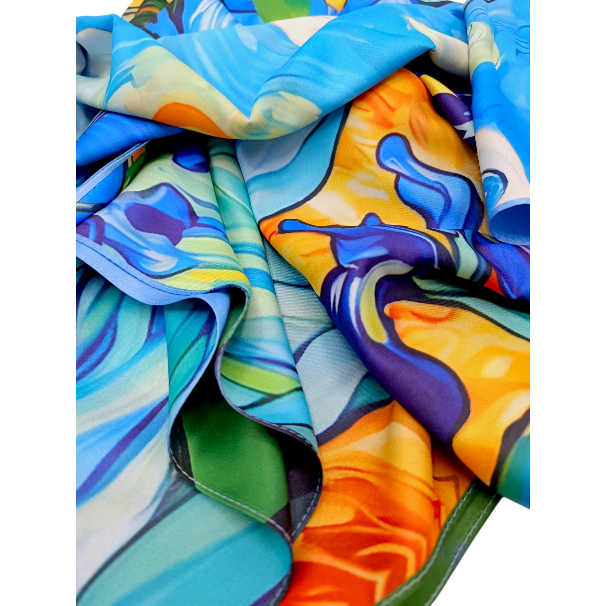 Eșarfă Gallery 8108-2 – Artă modernă în tonuri vibrante de albastru și verde (5) Eșarfă Gallery 8108-2 – Ediție Artistică Reversibilă (2 Fețe), 50% Mătase & 50% Vîscoză, 180x68 cm | Cutie Cadou Inclusă