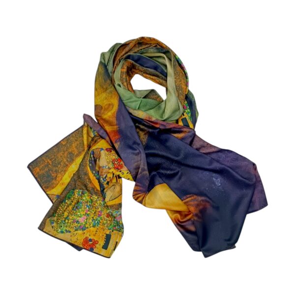 Eșarfă Gallery 8108-1 – Ediție Artistică Reversibilă (2 Fețe), 50% Mătase & 50% Vîscoză, 180x68 cm | Cutie Cadou Inclusă