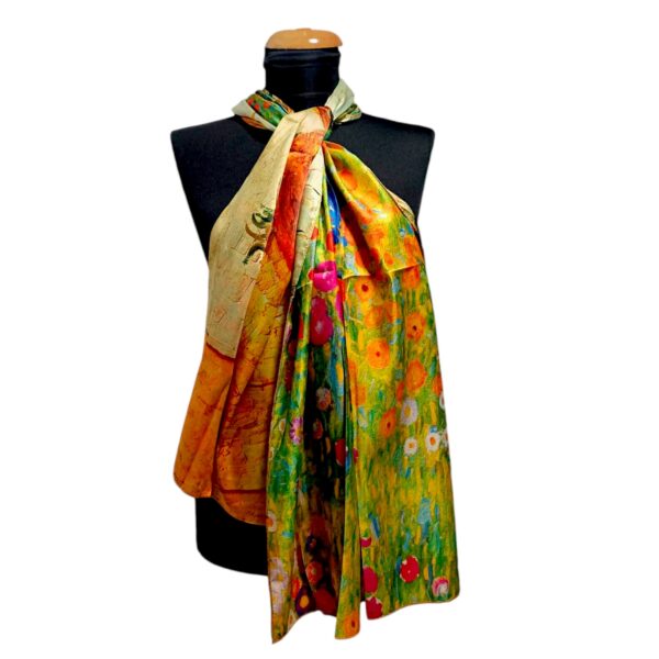 Eșarfă damă EVS-Collection Signature Silk – ESX16-1 (180×68 cm) | Eșarfă lungă din mătase 100%, model două fețe