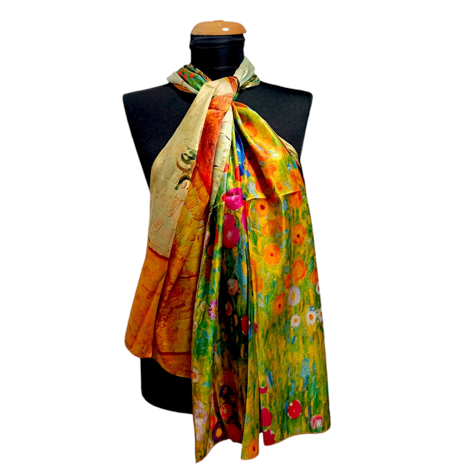 Eșarfă damă EVS-Collection Signature Silk – ESX16-1 (180×68 cm) | Eșarfă lungă din mătase 100%, model două fețe