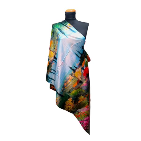 Eșarfă damă EVS-Collection Signature Silk – ESX16-10 (180×68 cm) | Eșarfă lungă din mătase 100%, model două fețe