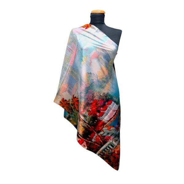 Eșarfă damă EVS-Collection Signature Silk – ESX16-11 (180×68 cm) | Eșarfă lungă din mătase 100%, model două fețe