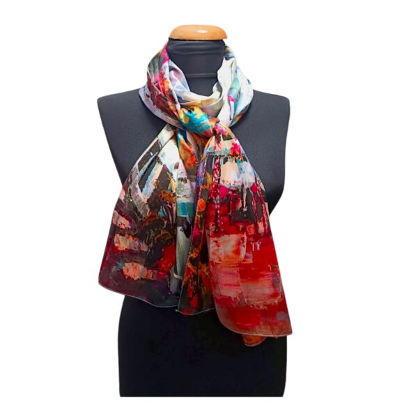 Eșarfă damă EVS-Collection Signature Silk – ESX16-11 (180×68 cm) | Eșarfă lungă din mătase 100%, model două fețe