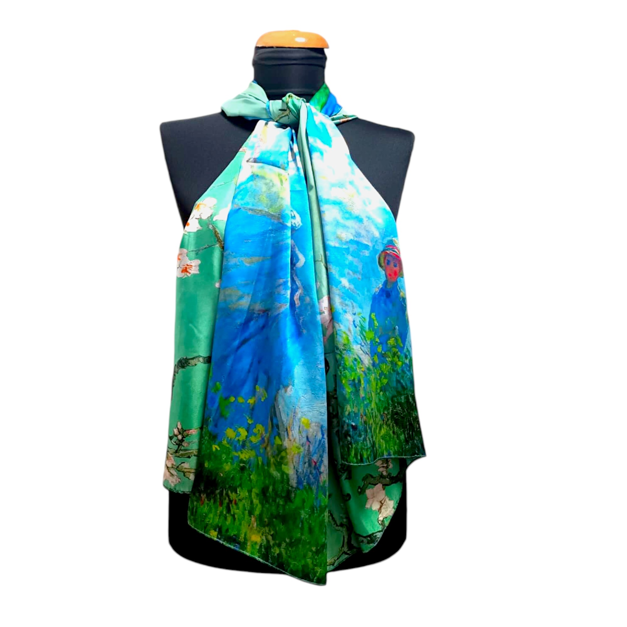 Eșarfă damă EVS-Collection Signature Silk – ESX16-5 (180×68 cm) | Eșarfă lungă din mătase 100%, model două fețe