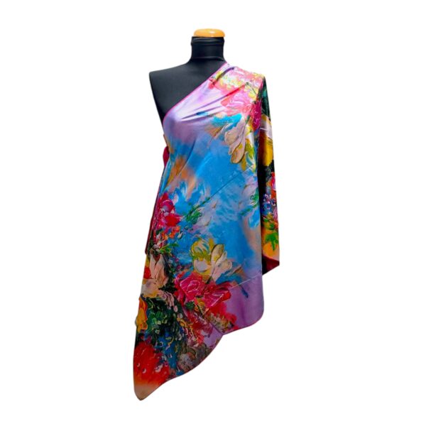 Eșarfă damă EVS-Collection Signature Silk – ESX16-7 (180×68 cm) | Eșarfă lungă din mătase 100%, model două fețe