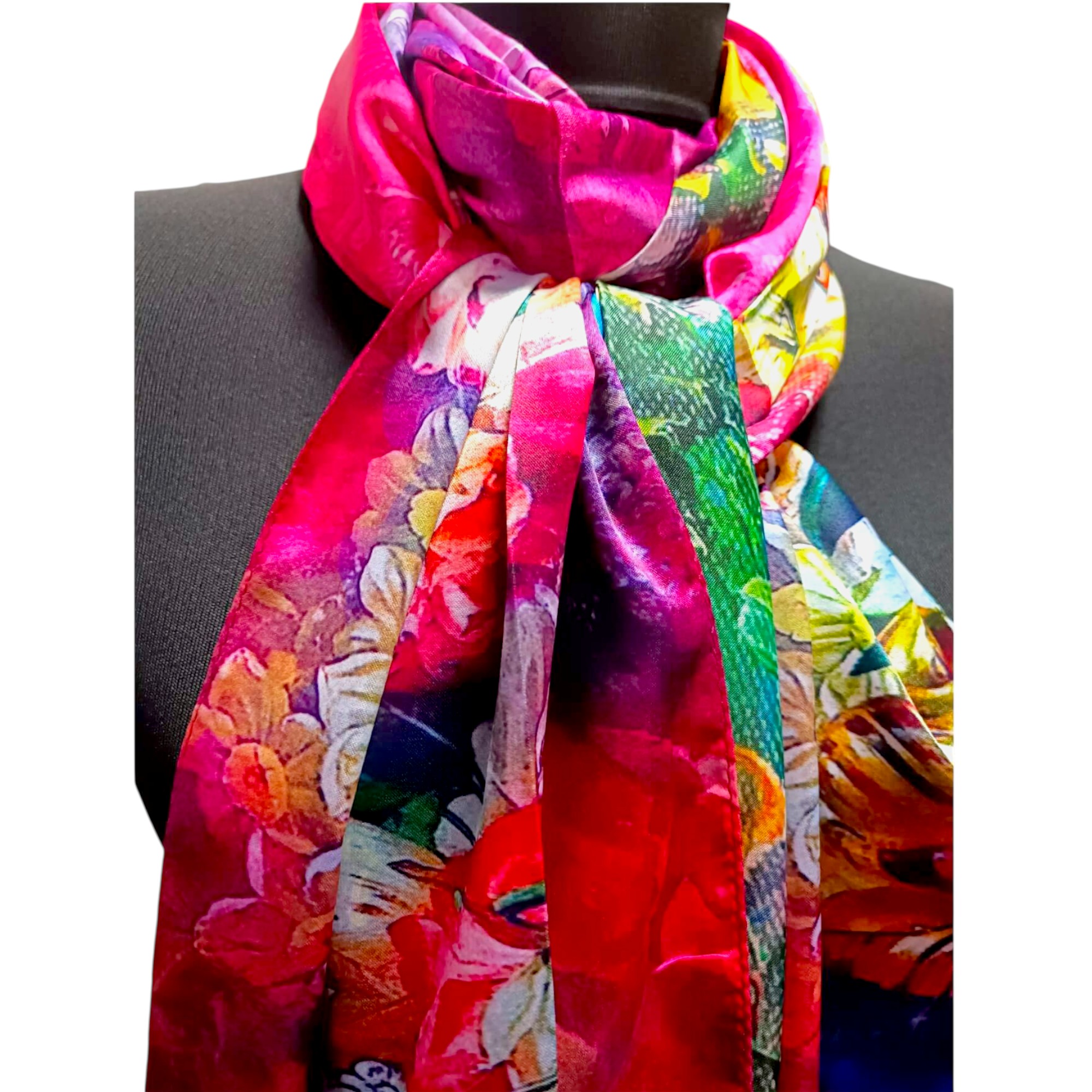 Eșarfă damă EVS-Collection Signature Silk – ESX16-7 (180×68 cm) | Eșarfă lungă din mătase 100%, model două fețe