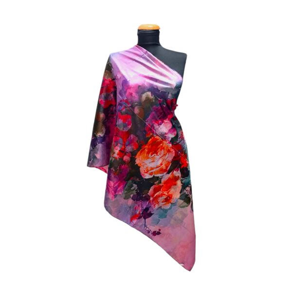 Eșarfă damă EVS-Collection Signature Silk – ESX16-9 (180×68 cm) | Eșarfă lungă din mătase 100%, model două fețe