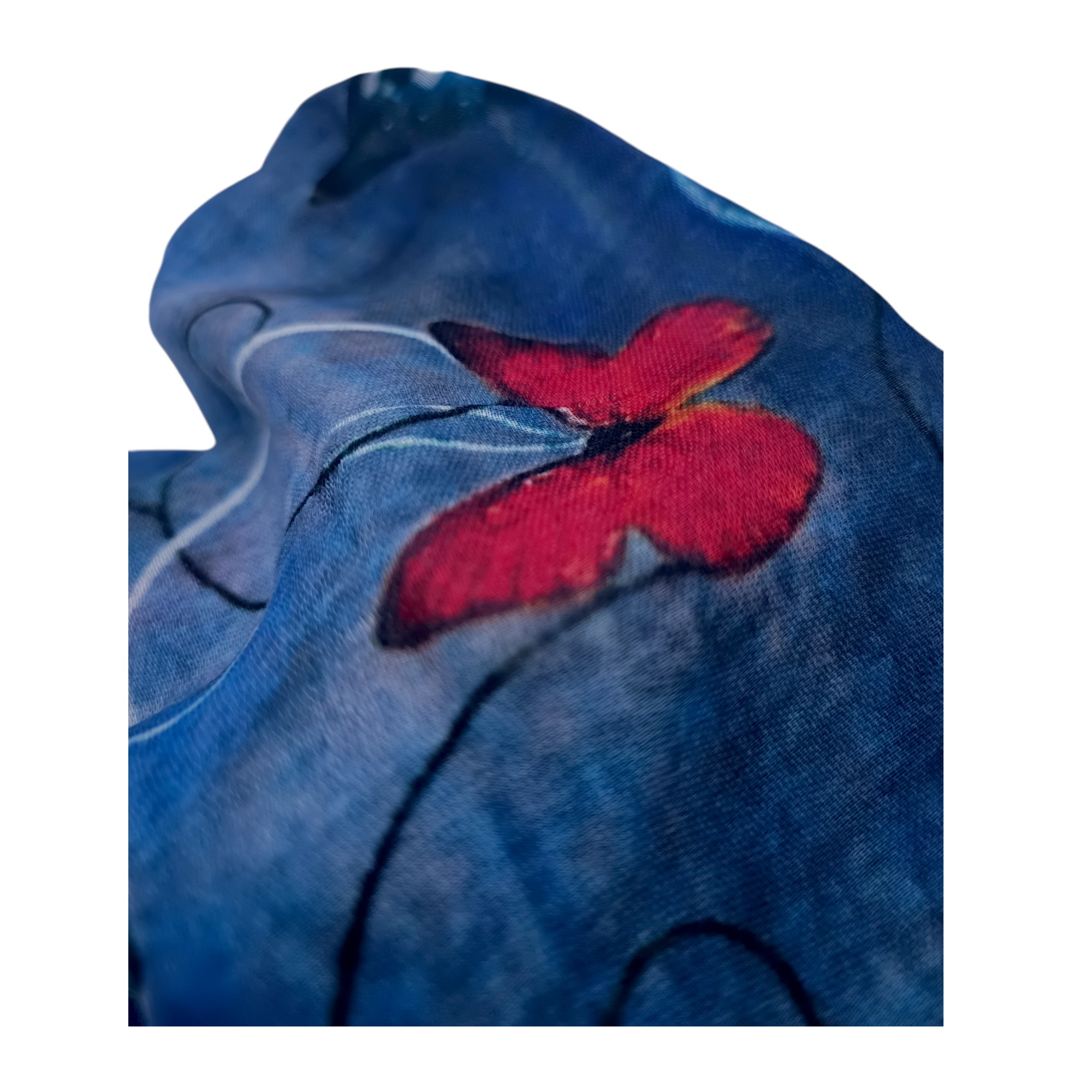 Eșarfă damă bumbac 100% – Denim Blue Butterflies BR09-8 (65x180 cm) Print Artistic, Cutie Cadou (3) Eșarfă damă bumbac 100% – Denim Blue Butterflies BR09-8 (65x180 cm) | Print Artistic, Cutie Cadou