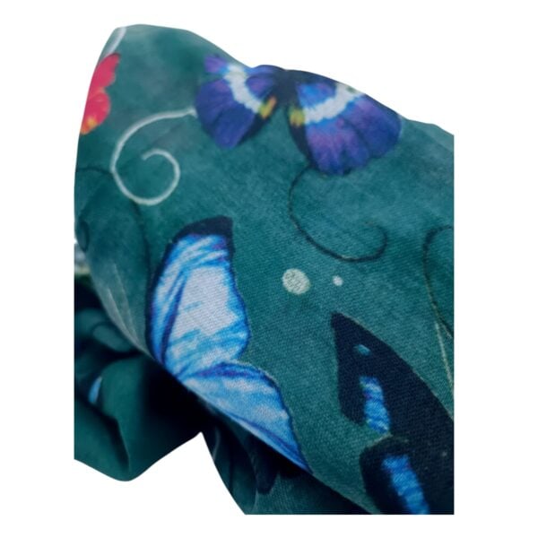 Eșarfă damă bumbac 100% – Emerald Butterflies BR09-9 (65x180 cm) | Print Artistic, Cutie Cadou