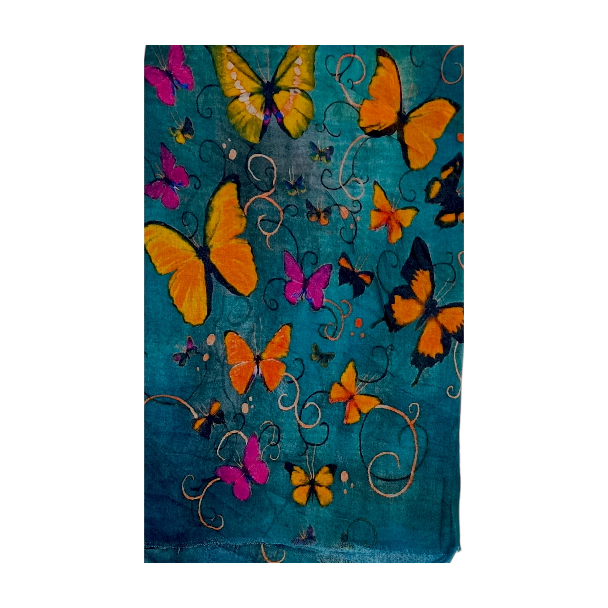 Eșarfă damă bumbac 100% – Turquoise Butterfly Garden (65x180 cm) Print Artistic, Cutie Cadou (1) Eșarfă damă bumbac 100% – Turquoise Butterfly Garden B09-3 (65x180 cm) | Print Artistic, Cutie Cadou