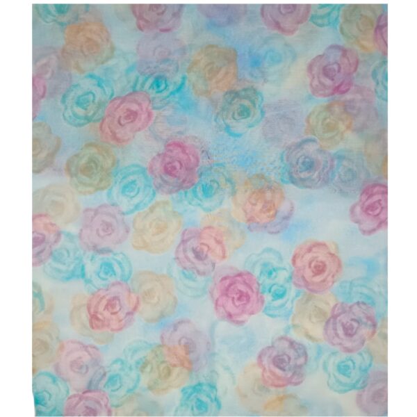 Eșarfă damă din viscoză „Aqua Blossom” LX2552-5 – 180x48 cm | Floral turcoaz pastel, Cutie Cadou inclusă