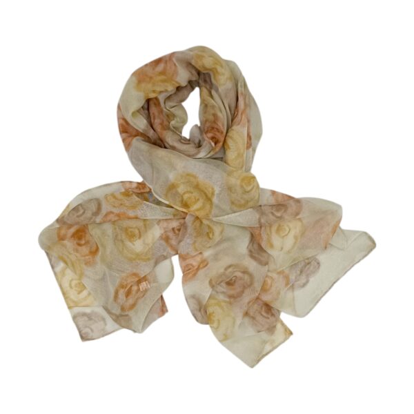 Eșarfă damă din viscoză „Golden Bloom” LX2552-4 – 180x48 cm | Floral în tonuri calde, Cutie Cadou inclusă