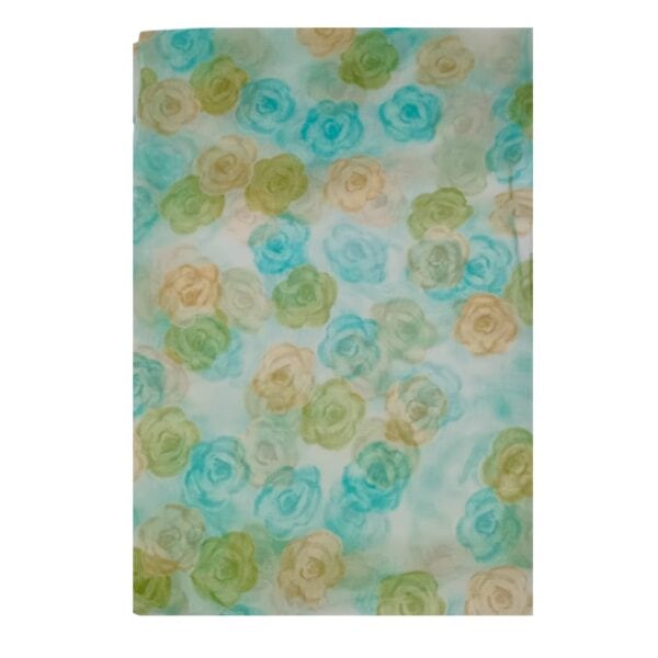 Eșarfă damă din viscoză „Mint Blossom” LX2552-2 – 180x48 cm Floral turcoaz-verde, Cutie Cadou inclusă