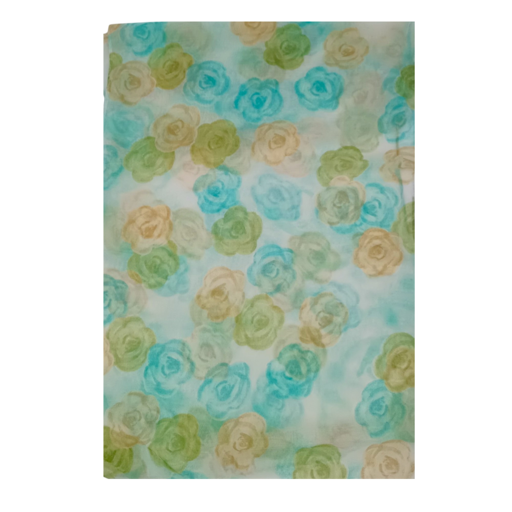 Eșarfă damă din vâscoză „Mint Blossom” LX2552-2 – 180x48 cm Floral turcoaz-verde, Cutie Cadou inclusă