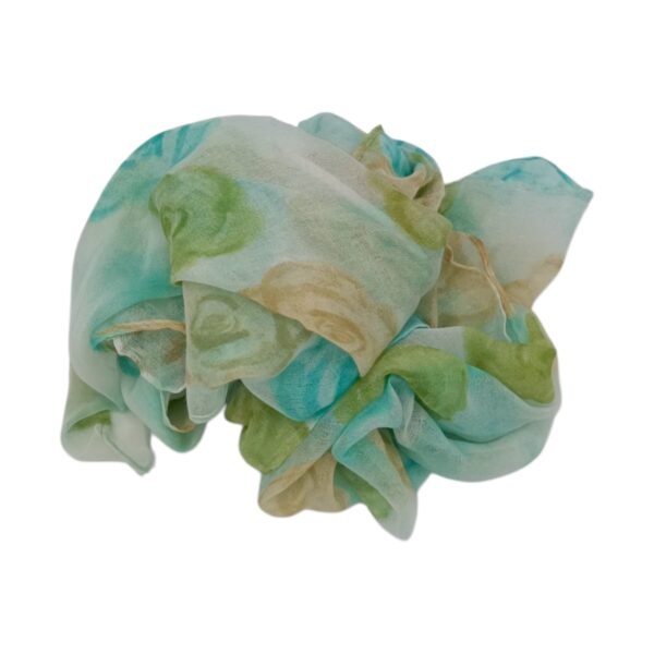 Eșarfă damă din viscoză „Mint Blossom” LX2552-2 – 180x48 cm Floral turcoaz-verde, Cutie Cadou inclusă