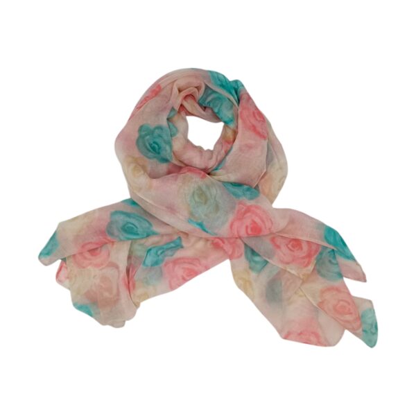 Eșarfă damă din viscoză „Rose Pastel” LX2552-1 – 180x48 cm | Floral pastel, Cutie Cadou inclusă