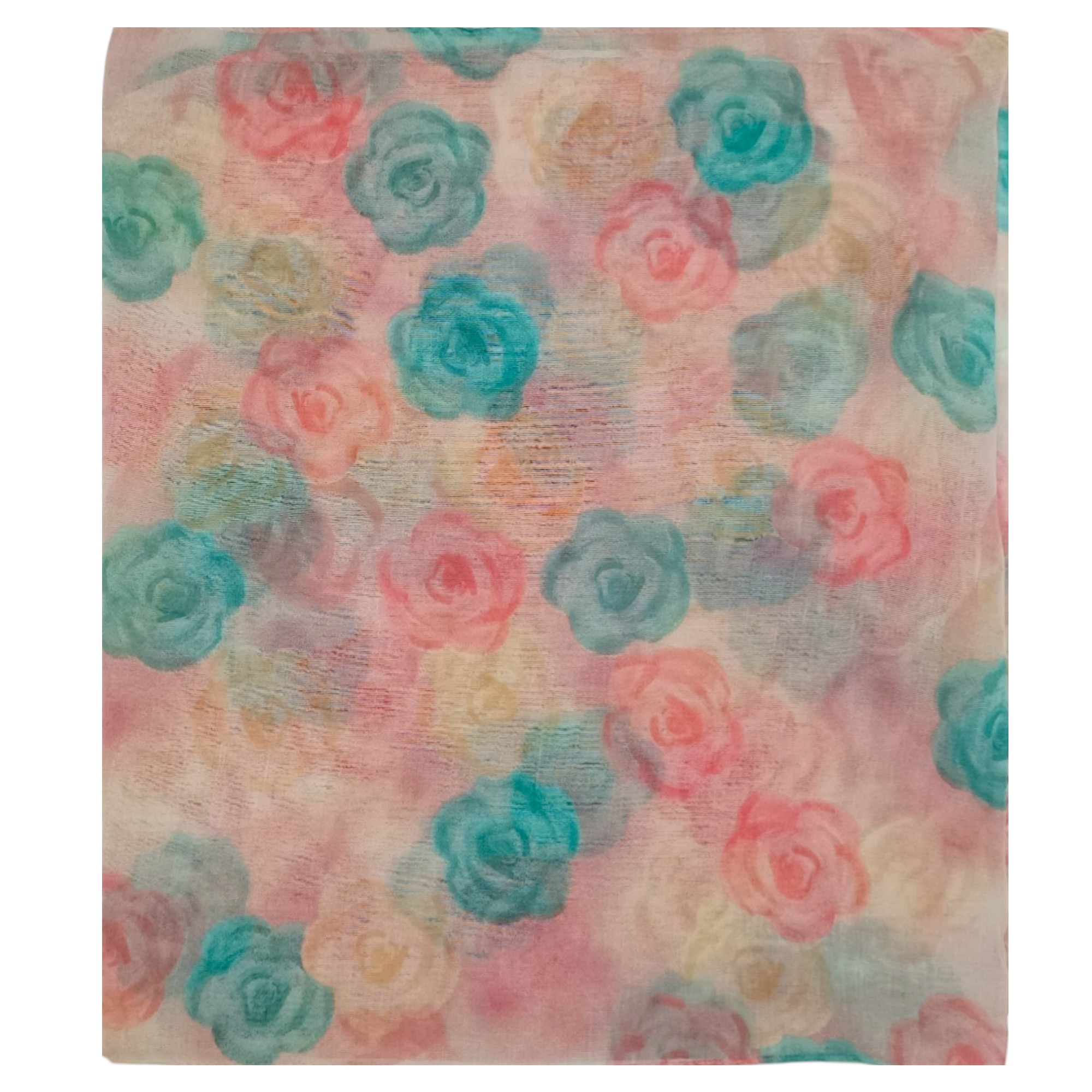 Eșarfă damă din vâscoză „Rose Pastel” LX2552-1 – 180x48 cm | Floral pastel, Cutie Cadou inclusă