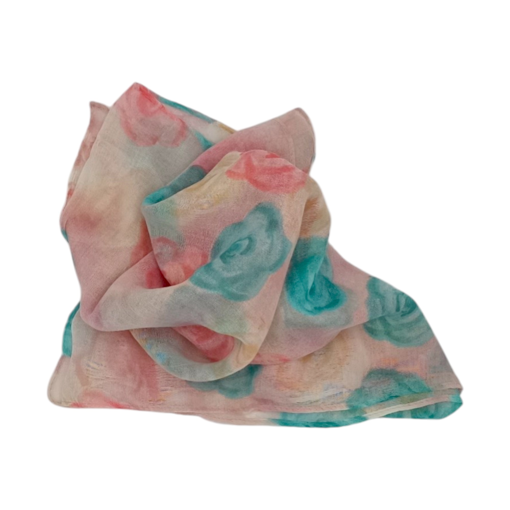 Eșarfă damă din vâscoză „Rose Pastel” LX2552-1 – 180x48 cm | Floral pastel, Cutie Cadou inclusă