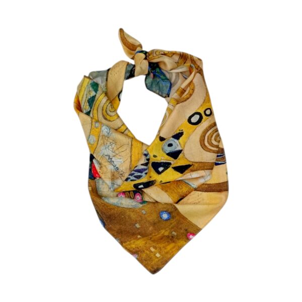 Eșarfă damă mătase naturală 100% – Golden Tree SG10-4 (70×70 cm) | Print Artistic Inspirat, Cutie Cadou