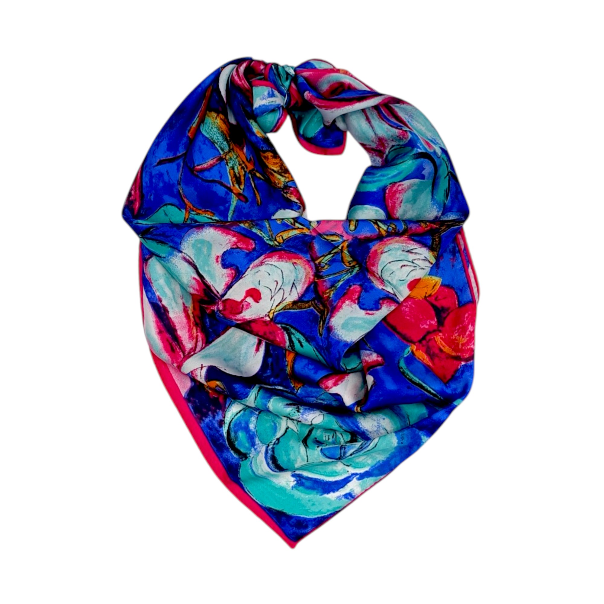 Eșarfă damă pătrată „Electric Turquoise” YF73-5 – 70x70 cm, 100% viscoză Print floral artistic, Cutie Cadou inclusă (4) Eșarfă damă pătrată „Electric Turquoise” YF73-5 – 70x70 cm, 100% viscoză | Print floral artistic, Cutie Cadou inclusă