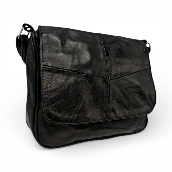 Geantă damă Lucia R45-NX4 – Crossbody din piele naturală, Negru Lucios