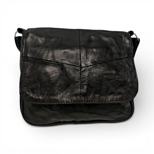 Geantă damă Lucia R45-NX4 – Crossbody din piele naturală, Negru Lucios