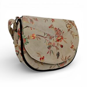 Geantă damă din piele naturală R30-10 – Floral Vintage Beige, compactă, practică și atemporală