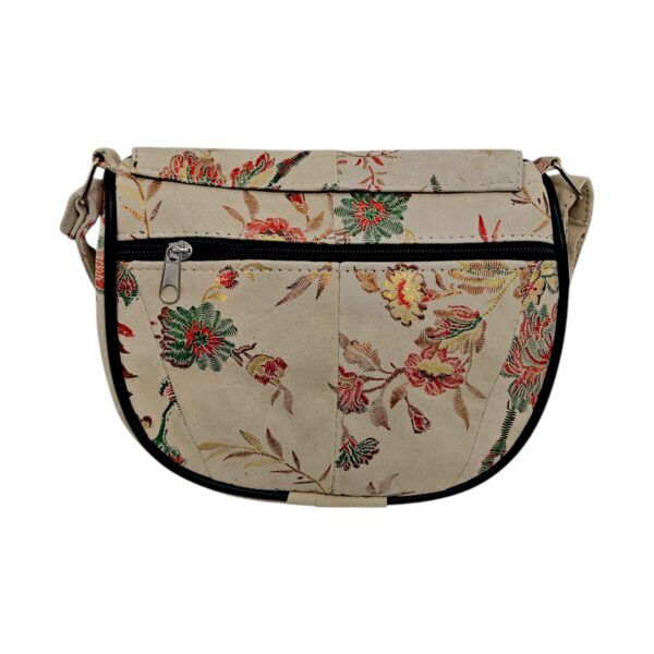 Geantă damă din piele naturală R30-10 – Floral Vintage Beige, compactă, practică și atemporală