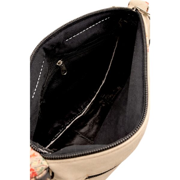 Geantă damă din piele naturală R30-10 – Floral Vintage Beige, compactă, practică și atemporală