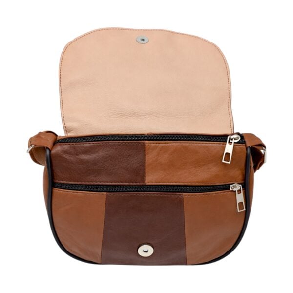 Geantă damă din piele naturală R30-15 – Caramel Harmony, compactă, practică și atemporală