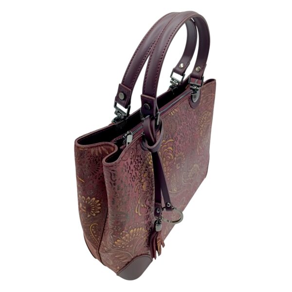 Geantă de lux din piele naturală din Italia, în nuanță Oxblood – Belle Monique BM185