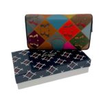 Portofel damă piele naturală – model multicolor Ivy HD6264, design patchwork cu fluturi