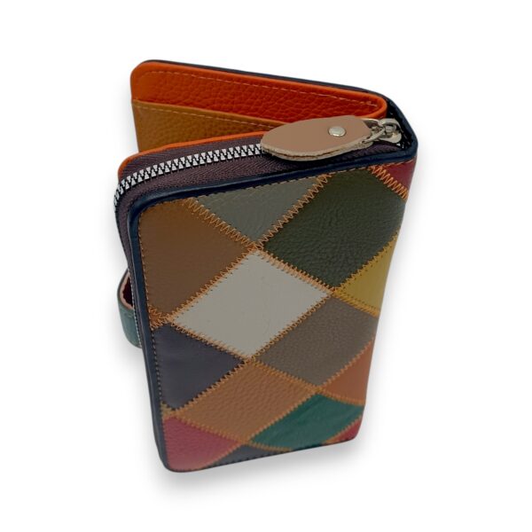 Portofel damă piele naturală – model multicolor Ivy HD6264, design patchwork cu fluturi