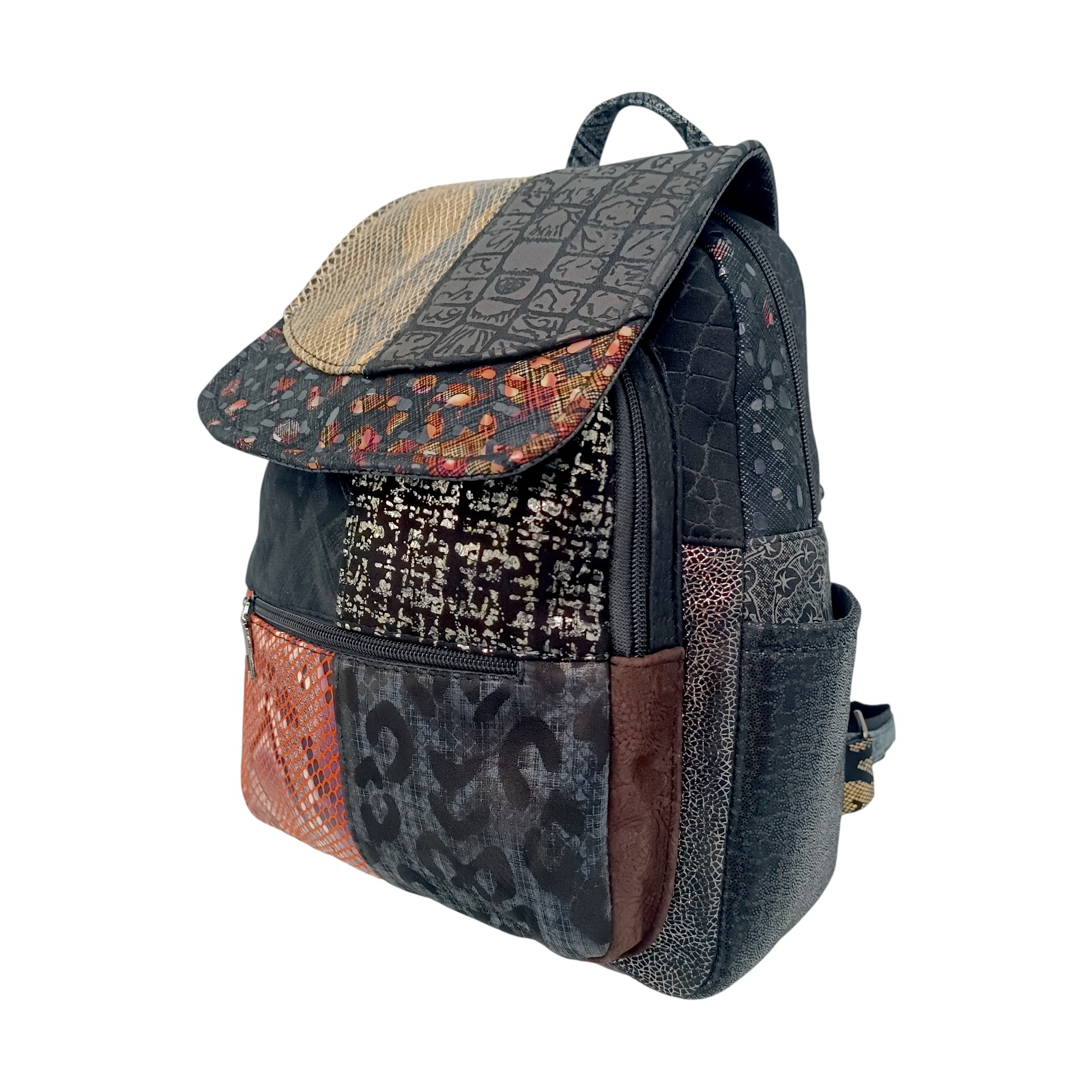 Rucsac Damă Piele Naturală Multicolor Eveline Élégance-Couture R105-45 – Design Patchwork Premium