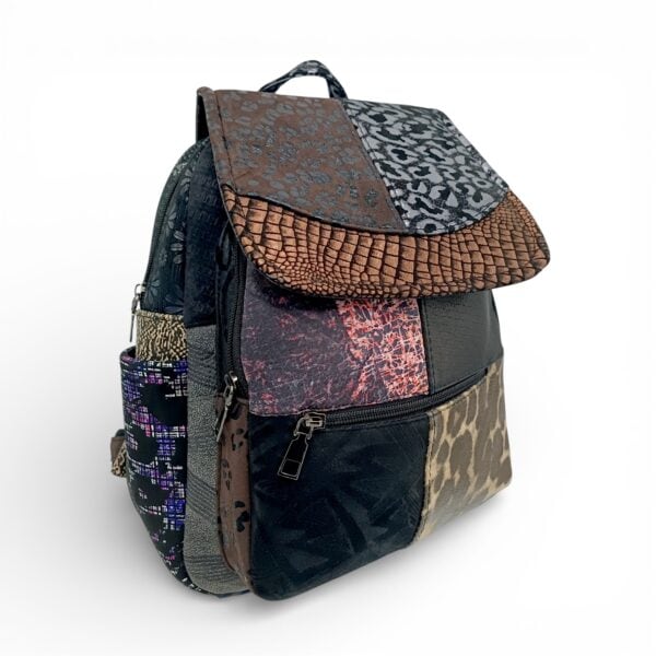 Rucsac Damă Piele Naturală Multicolor Eveline Élégance-Couture R105-48 – Design Unicat Patchwork Premium