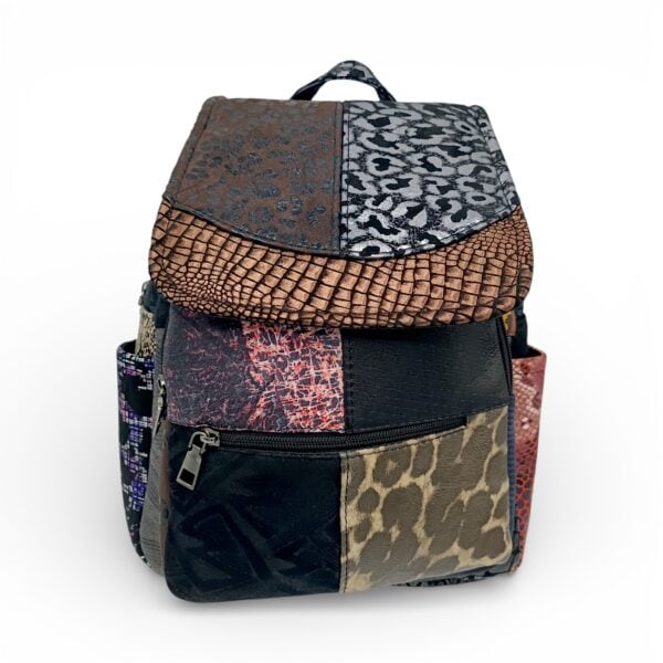 Rucsac Damă Piele Naturală Multicolor Eveline Élégance-Couture R105-48 – Design Unicat Patchwork Premium