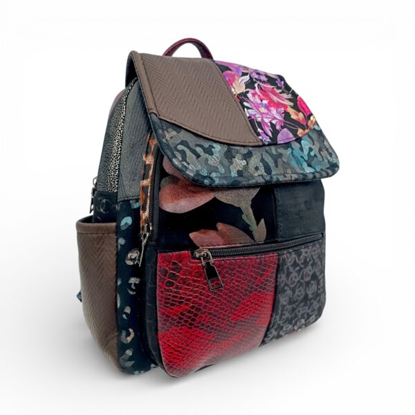 Rucsac Damă Piele Naturală Multicolor Eveline Élégance-Couture R105-49 – Design Unicat Patchwork Premium
