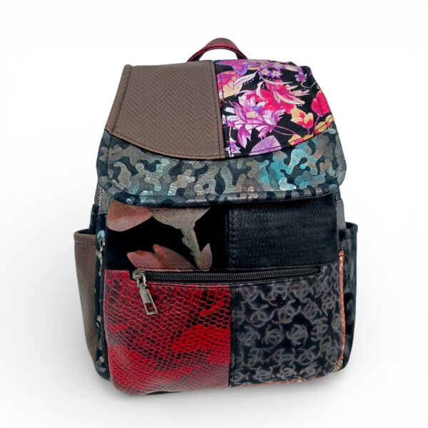 Rucsac Damă Piele Naturală Multicolor Eveline Élégance-Couture R105-49 – Design Unicat Patchwork Premium