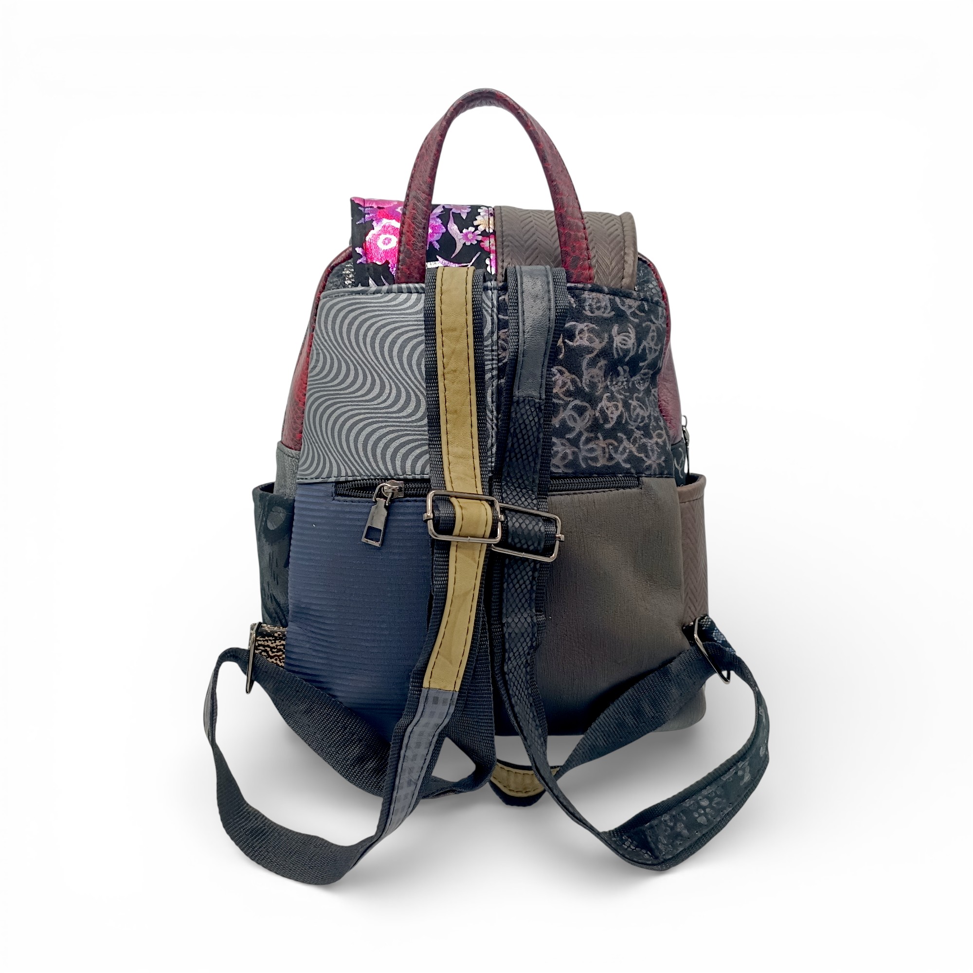 Rucsac Damă Piele Naturală Multicolor Eveline Élégance-Couture R105-49 – Design Unicat Patchwork Premium